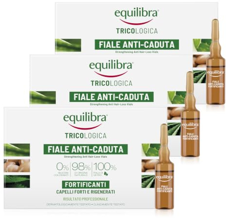 Equilibra Haar-Anti-Haar-Ampullen zur Verhinderung und Verlangsamung von Haarausfall und zur Stärkung des Haares, Aloe Vera, Arganöl, 3 Stück 10 Ampullen