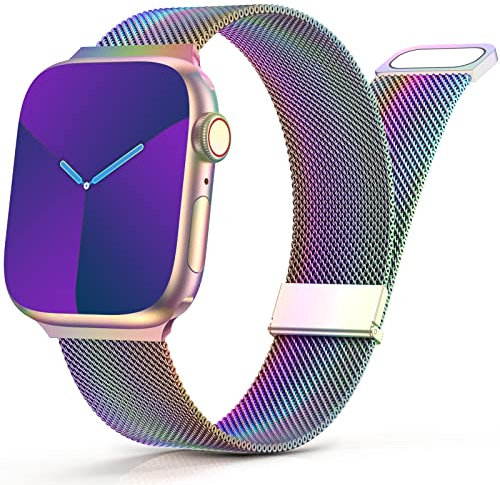 Yoohoo Milanese Loop for Apple Watch Straps 38mm 40mm 41mm 42mm 44mm 45mm 46mm 49mm Women Men,Strong Magnetic Clasp Adjustable Metal Band for iWatch Series 11 10 9 8 7 6 5 4 3 2 1 Ultra SE,Mixed Color