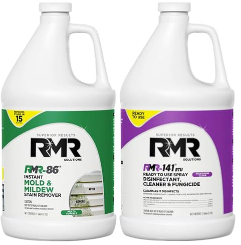 RMR Brands DIY Mold Remover Bundle - Complete Mold Killer & Stain Remover Bundle - Mold and Mildew Prevention Kit, Disinfectant Spray, Includes 2-1 Gallon Bottles