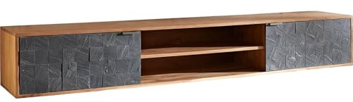 TV-Board Teele Akazie Natur Schiefer 200 cm 2 Türen Lowboard schwebend