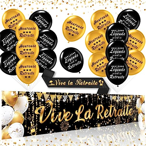 Vive La Retraite Banderole et Echarpe - Décoration Retraite avec Ballon