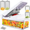 Geeldel Gemüseschneider, Gemüsehobel für Würfel Stifte, Zwiebelschneider Gemüse Schneider mit Austauschbare Klingen, Reibe für Gemüse, Vegetable Chopper Dicer, Manuell Küchenhelfer (4 in 1, Weiß)