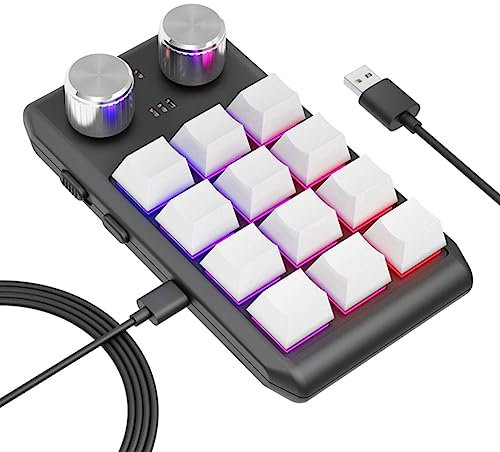 Gsrimgratoe Personalizado Volumen Botón Programación Macro Juego , 12 Teclas 2 Botón Bluetooth