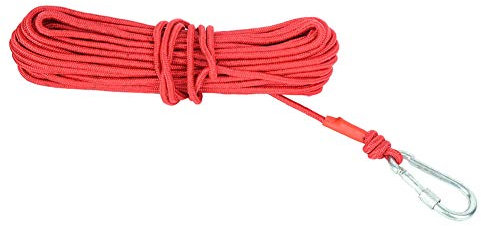 Seil mit Karabiner, Kletterseil 20M Magnet Angeln Nylon Hohe Festigkeit Schnur Sicherheit Braid Seil Angeln Starke Zugkraft Schatzsuche Bergungsseil