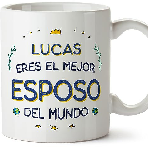 MUGFFINS Tazas Personalizadas para MARIDO/ESPOSO - En Español - Mejor del Mundo - 11 oz / 330 ml - Regalo personalizable original y divertido
