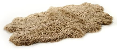 Cakla Lammfell Echt 200–190 cm x 110–120 cm aus Vier Ledern Genäht - Lammfell Teppich - 100% Bio - Schaffell Echt - Dekofell - Schafsfell Felle