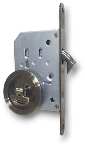 BricoShopping set MANIGLIE per PORTA interna in legno A SCOMPARSA SCORREVOLE KIT con o senza SERRATURA ad INCASSO GANCIO chiave e nottolino cieca rotonda bocchetta oro acciaio (Tondo C/C, Bronzo)