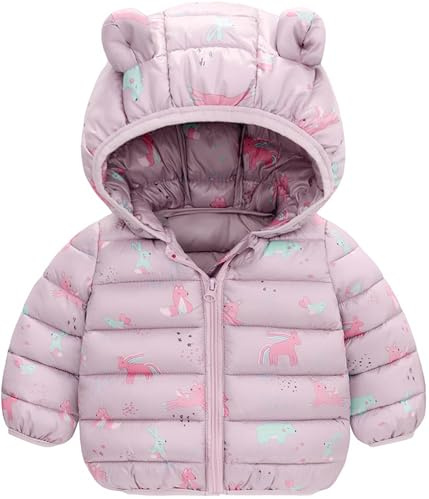 Happy Cherry Cappotto Piumino Bambini Bambina Giacca Invernale con Cappuccio Bimba Bimbo Giubbotto Imbottito Leggero Caldo Carino Antivento Autunno Inverno 9 Mesi - 4 Anni