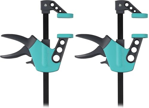 wolfcraft Einhandzwinge Easy 75-150 mm 3020000 / Einfaches Spannen und Lösen der Zwinge mit nur einer Hand - ideal für den Heimwerker/Spannkraft von starken 90 kg (Packung mit 2)