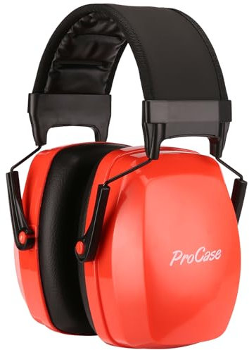 ProCase Cuffie Antirumore, NRR 35dB Cuffie Antirumore per Lavorativo, Lavoro Sul Trattore, Isolanti per Studiare, Falciatura, Sparare, Aereo, Muscia Forte e Industria Della Costruzio –Rosso