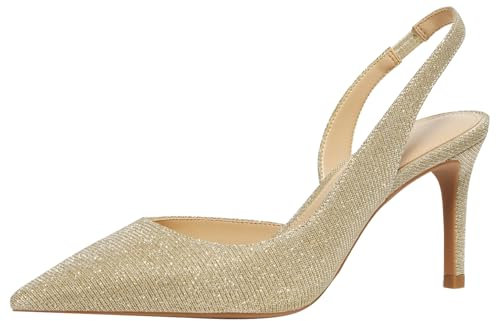 MICHAEL KORS Damen Alina Flex Sling Pump Décolleté, Pale Gold, 39.5 EU
