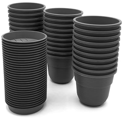 Plastard Anzuchttöpfe 8 cm Durchmesser 100 Stück mit Untersetzer Kunststoff Pflanztöpfe aus witterungsbeständigen Material. Runde Saattöpfe, Anzuchttöpfchen