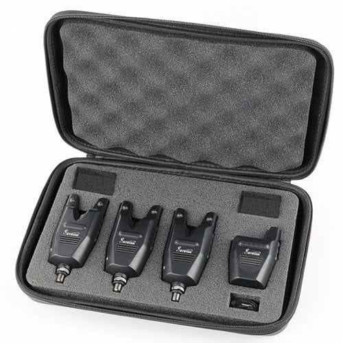 Steinn Elektronische Funk Bissanzeiger Set mit LED für Karpfenangeln (Schwarz 3+1 V)