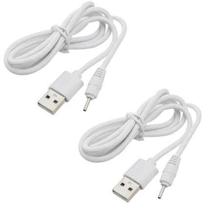 eMagTech 2pcs Câble de Chargeur USB DC Compatible avec Huion P80/GT-P80/PF150/Q11K V1/UGEE M708/2150 Stylo à Dessin Tablette Stylo DC 2,0mm Câble de Charge pour Appareil Blanc 1M