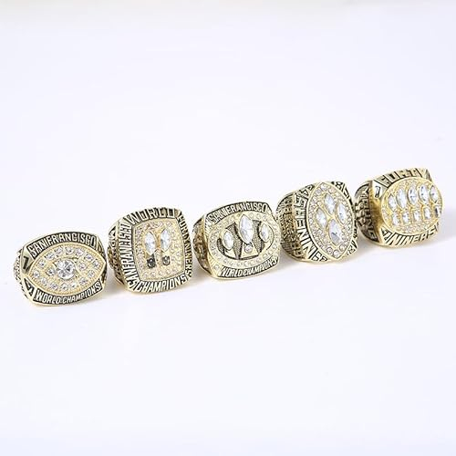 haobook NFL-Meisterschaftsring-Set mit Display-Box, 49ers, 5-Jahres-Meisterschafts-Rugby-Champion-Ring, Super Bowl-Souvenir, einzigartige Geschenke für Cowboy-Herrenväter