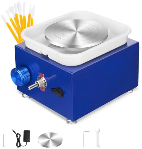 Mini torno de alfarería, torno de alfarería eléctrico de 2000 rpm para principiantes, torno de alfarería pequeño con plato y herramientas de arcilla, kit de iniciación de cerámica para niños adultos