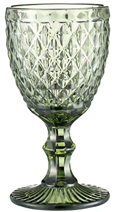 Limtula Juego de 1 copas de vino de colores con patrón vintage en relieve para fiestas, bodas, aniversarios