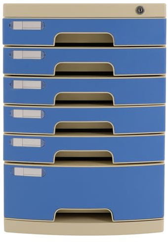 6-Stufiger Schubladenbox Schreibtisch-Organizer Schreibtisch-Organizer mit Schubladen Schreibtisch-Akten-Organizer Schubladen-Organizer mit Verriegelung Grau Blau schubladenbox a4 schreibtisch (Blau)
