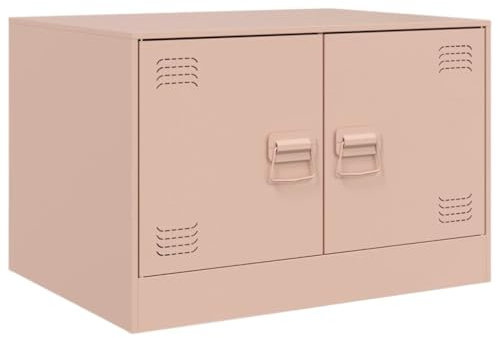 vidaXL Table Basse Rose 67x50x44 cm Acier, Table d'appoint, Table de Salon, Table à thé, Bout de canapé, Table latérale, Table Basse avec Rangement