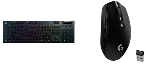 Logitech G915 LIGHTSPEED Wireless Mechanical Gaming Keyboard with low profile GL-Tactile key switche & 305 LIGHTSPEED Wireless Gaming Mouse, HERO 12K Sensor, 12,000 DPI, Lightweight