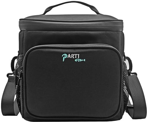 Parti Fish Borsa Termica Porta Pranzo Media Borsa Frigo per Adulto, 12L 5-strati Termiche Vivande Lunch Bag Ermetico Impermeabile Antiperdite Anticaduta Viaggio Camping Lavoro Palestra, Classico Nero