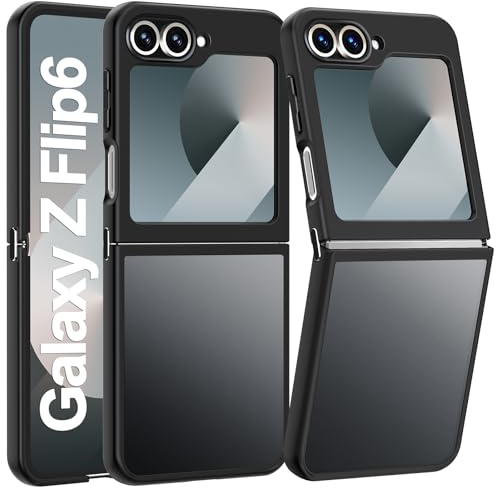 FLLAO Opaca Cover Compatibile con Samsung Galaxy Z Flip 6 5G, [Della Fotocamera Protezione] Anticaduta Hard PC Glassata Traslucida Custodia Compatibile con Samsung Galaxy Z Flip 6 5G Nero