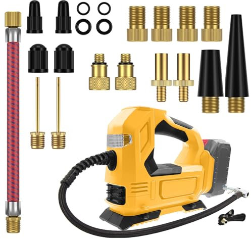 Compressore per Dewalt 20 V batteria(senza batteria, senza caricatore), portatile, con manometro digitale, compressore d'aria elettrico per auto, moto, biciclette, palloni sportivi