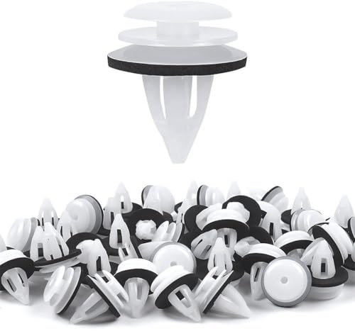 Car Trim Clips Plastic Fasteners 60 pcs, Universal Auto Panel Fixing Clips Plastic Push Rivets Car Door Retainer Mounting Clips for Car Boots Interior Doors Bumper, White Auto Parts panel clips