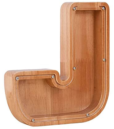 Tirelires for Enfants, Lettre personnalisée Tirelire Bois Alphabet Tirelire Bill Bank Cadeau d'anniversaire décoration de la Maison for Enfants garçons Filles Adultes-D-18 * 3 * 18 cm(J)