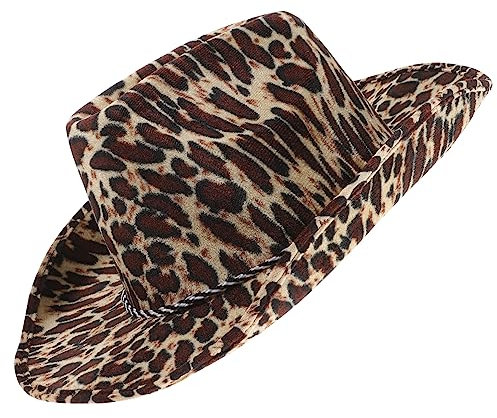 JEWEDECO Cowboyhut Mit Leopardenmuster Denim Unisex Western Hut Für Bühnenauftritte Und Themenpartys