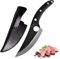 Fubinaty Chef's Knife Handmade Forged Kitchen Knives 6'' High Carbon Steel Full Tang Cooking Knife with Leather Sheath and Wooden Handle