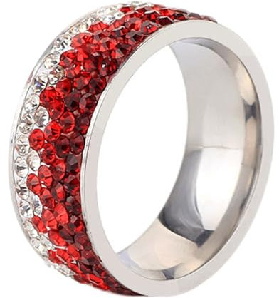 Edelstahl Ringe Damen Unique, Ring Frauen 8mm Rund mit Zirkonia Weiß Rot Damen Ring Edelstahl Größe 60 (19.1)