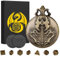 Mini DND Lot de Dés, Dragon à Double Tête (Hache Double Face) Coquille de Montre de Poche, 7 Pièces Dés, Jeu de Dés D&D en Métal Polyédrique, DND Cadeau, Accessoires de Jeux de Société de Rôle, Bronze