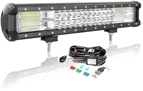 AUXTINGS 4x4 Fuoristrada Barra LED da 45 cm, 252W barra luminosa a LED da lavoro con 12V strobo cablaggio,faretto e inondazione ringhiera Led luci 6000K Impermeabile per trattore camion veicoli barche