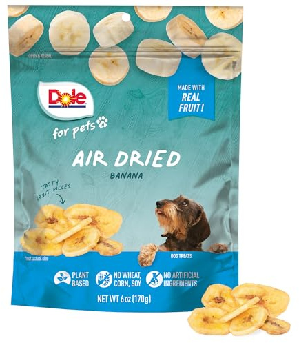 Dole for Pets Air Dried Banana Dog Treats, 6oz |Made with Real Banana, Single Ingredient, Limited Ingredient Dog Treats, No Wheat, Corn, Soy, Artificial Flavors, Colors, or Preservatives