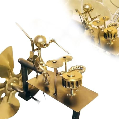 AQUACLR Handmade Metal Drummer Windmill, Steampunk Drummer Wind Spinners for Garden, Copper Look Garden Wind Spinners, Drummer Figure Tapping Statue, Terrace Lawn Gardens Ornaments