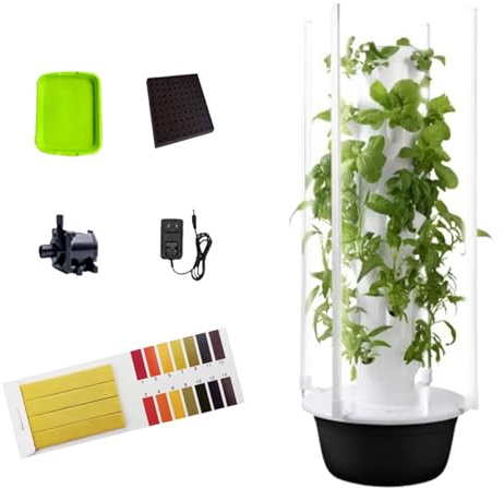 MhWrughts Tour d'aéroponie automatisée d'intérieur, Tour Verticale d'aéroponie automatisée avec éclairage LED, Kits de Culture aquaponique pour légumes-Feuilles, Melons et Fraises,7Layer-Black