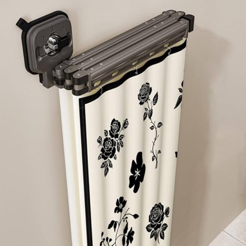 Cortina De Ducha Plegable De Pared Con Ventosa, Cortina De Ducha De Lino Ajustable, Barra Extensible Para Baño, Bañera Y Tienda De Ropa,2*F