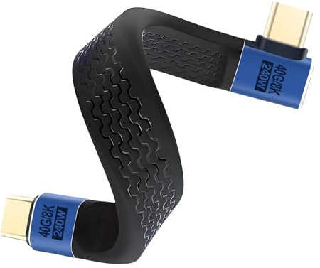 Duttek 90 Degree Short USB C Extension Cable 13cm, 8K USB Type C Male to Male Extension Cable (40Gbps/240W) for Thunderbolt 4, MacBook,Laptop,Tablet, Phone,Power Bank