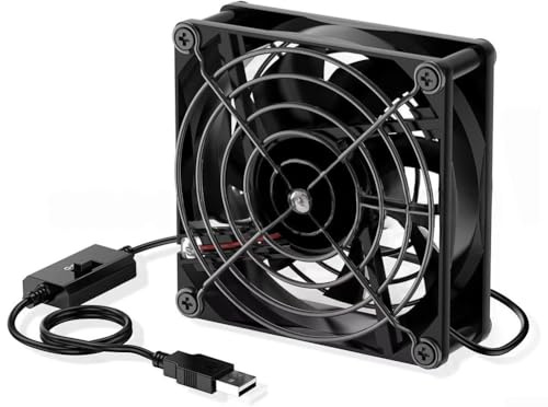 USB-betriebener Ventilator mit digitalem Thermostat und einstellbarem Luftstrom für sichere und zuverlässige Nutzung (80 mm)