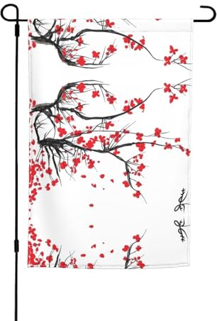 Gartenflagge mit japanischem Kirschbaum-Muster, 45 x 30 cm, festliche Gartenflagge, perfekt für Strandurlaub und Partydekorationen im Freien
