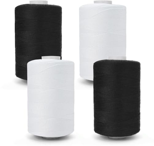 HMCEY 4 Stück Nähgarn für Nähmaschine 1000 Yard,Nähfaden Nähmaschinengarn Reißfest,Sewing Thread,Allzweckgarn zum Nähen,Stopfgarn Jeansgarn Handnähen,Ledergarn Overlockgarn,Sattlergarn Bauschgarn