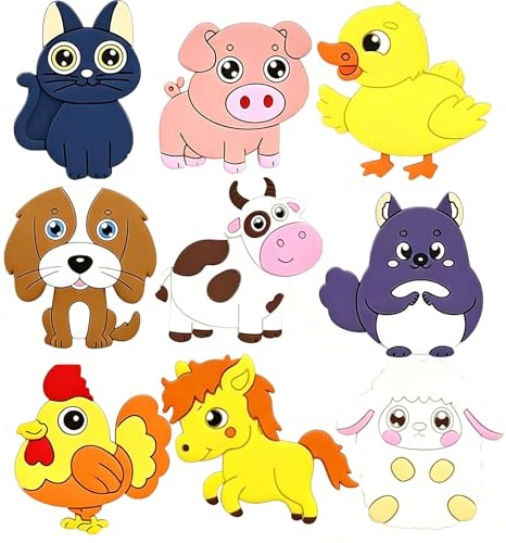 9PCS Fridge Magnets for Kids, Smooth Cartoon Animal Magnets Set, Early Childhood Education Tools for Home and Classroom Activities for Whiteboards Photos Maps Office Stickers Cute Refrigerator