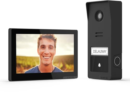 Videoportero Extel Inalámbrico 2K con Huella Digital, WiFi y Grafito