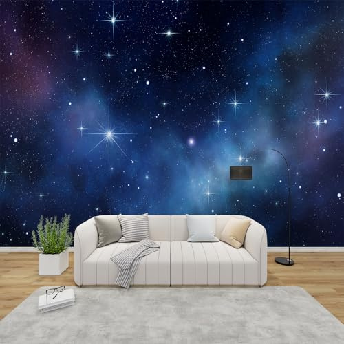 MMYAOKEN Tapete Blau Galaxie Fototapete Sternenhimmel Sterne Universum Wandtapete Wohnzimmer Schlafzimmer Kinderzimmer Moderne Tapeten Vliestapete Weltraum Wanddeko 200 x 140 cm (B x H)