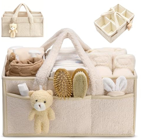 Organizer per Pannolini, Borsa Porta Pannolini Organizer con Scomparti Rimovibili e Maniglie, Porta Pannolini per Salviette e Prodotti Prodotti Neonato