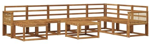 vidaXL Outdoor-Sofagarnitur 9 pcs Natur Massivholz Akazie, Garten Sofa Set, Moderne Loungewiese, Flexibles Outdoor-Sitzen, Akazienholz, Coole Möbel für die Terrasse
