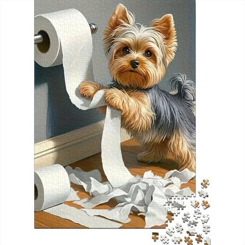 Hund spielt mit Toilettenpapier 1000 Teile Puzzle für Erwachsene 38x26cm/1000pcs