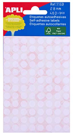 APLI 1183 - Mini-Etiketten, weiß, Ø 8,0 mm, 5 Blatt, selbstklebende Etiketten