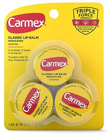 Carmex Medicated Lip Balm Jars, Lip Protectant - Pack of 3